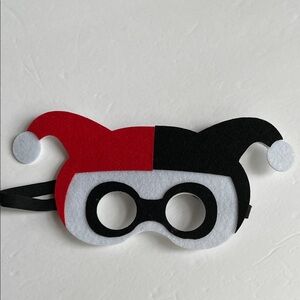 Joker Mask Red and Black Jester Halloween Dress Up Felt